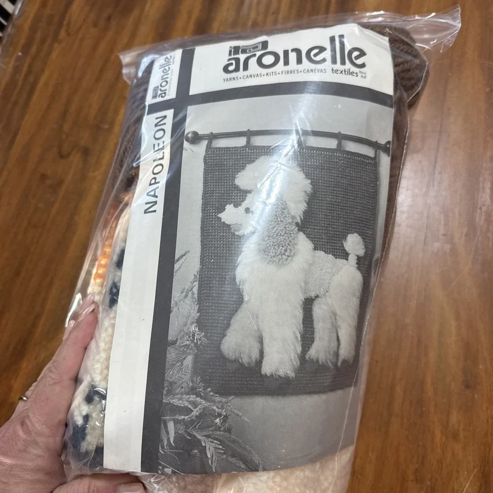 Vintage Large 19x24 Wall Hanging Latch Hook Napoleon Poodle Mid Century Kit NEW